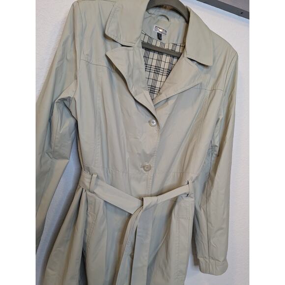 Vintage GIACCA Women's Size Large Y2K Short Beige Closet Staple Trench Coat - Picture 3 of 8